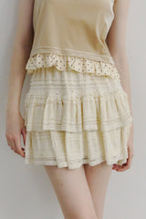 lace tiered frill mini skirt