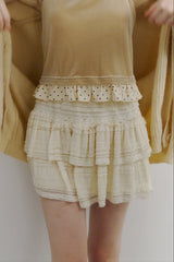 lace tiered frill mini skirt