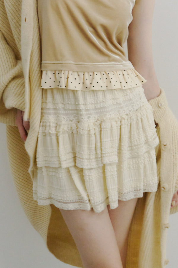 lace tiered frill mini skirt