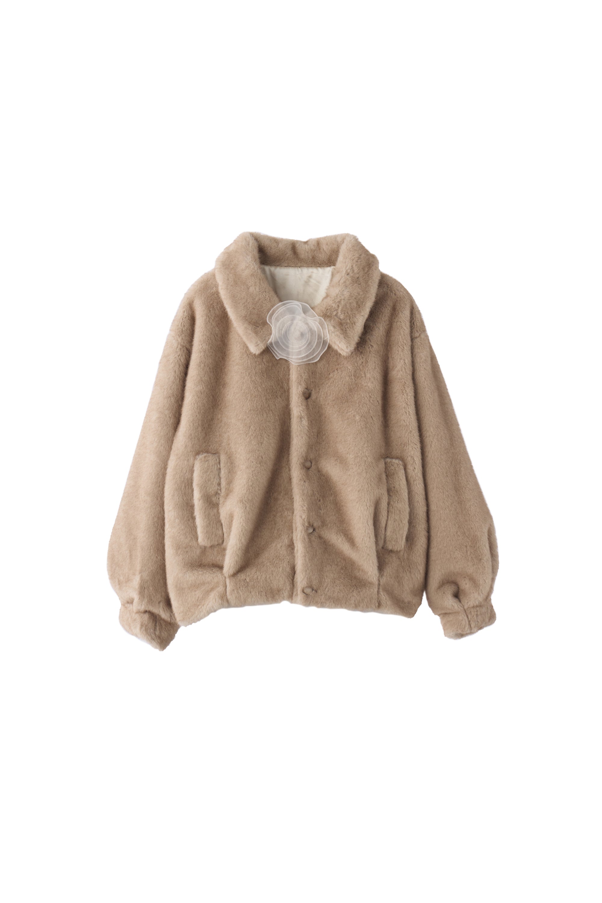 tulle brooch fur coat