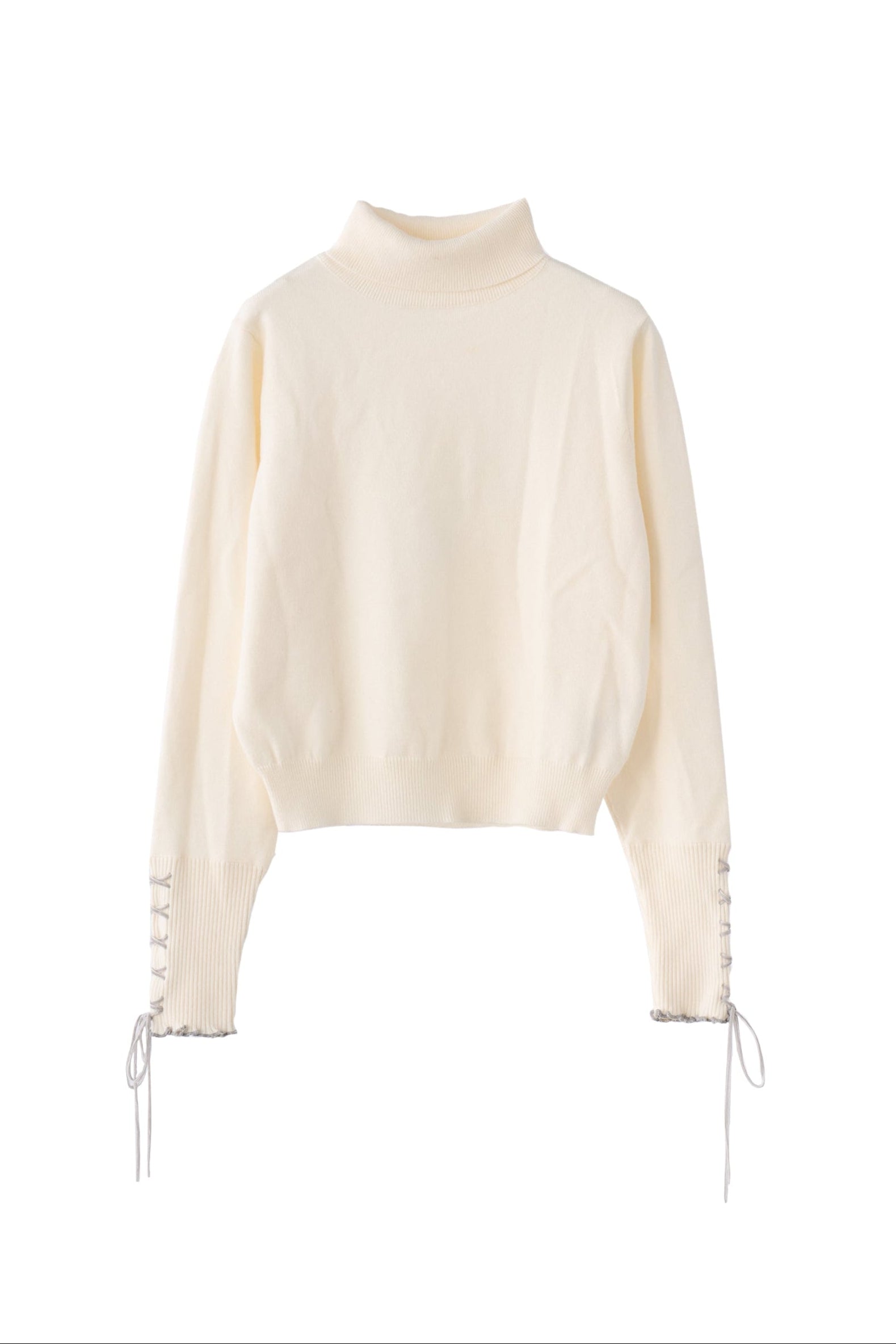 lace up ribbon turtle knit