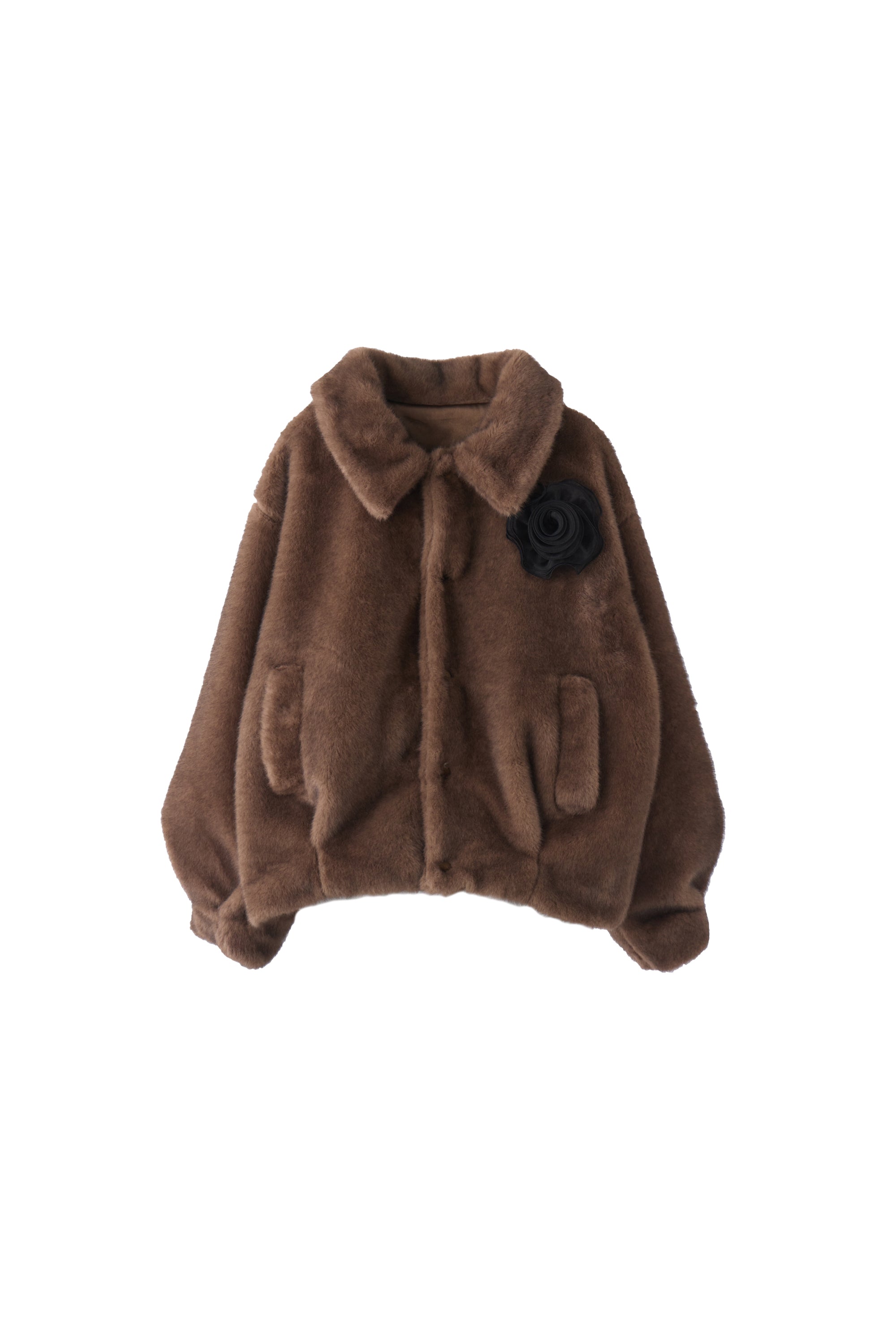 tulle brooch fur coat