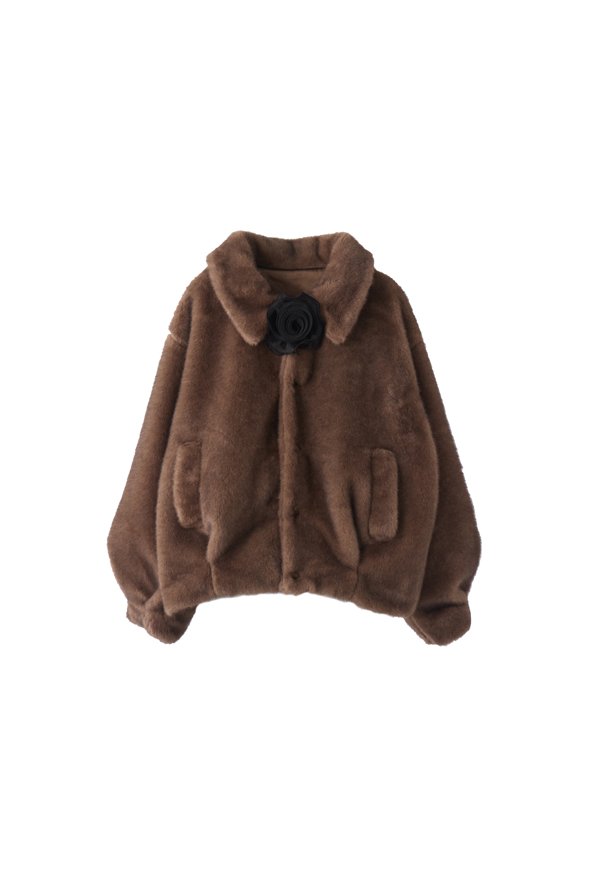 tulle brooch fur coat