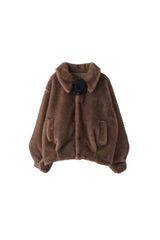tulle brooch fur coat