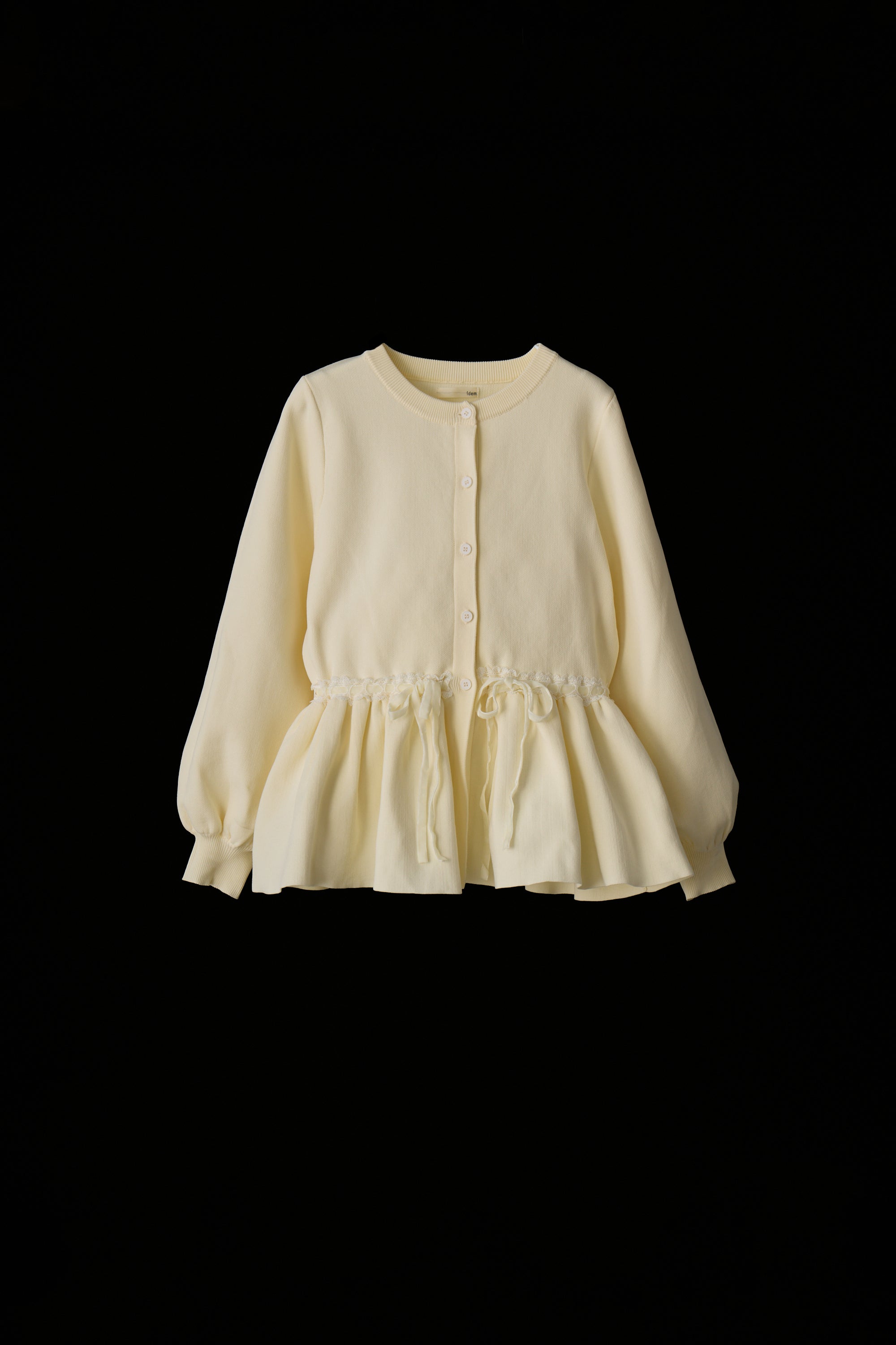 velours ribbon peplum cardigan