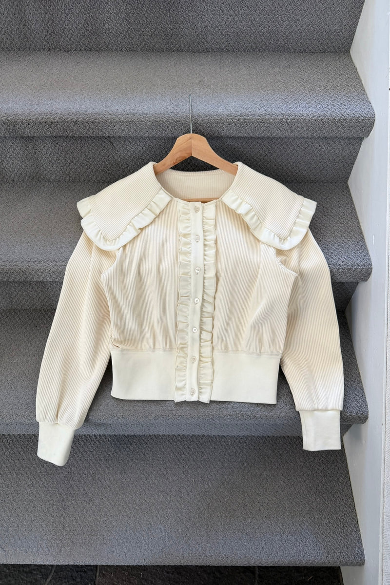 sailor color frill rib cardigan – idem