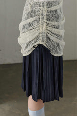 drawstring lace pleats skirt