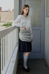 drawstring lace pleats skirt