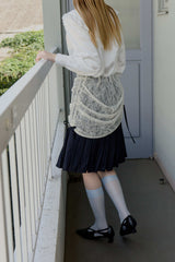 drawstring lace pleats skirt