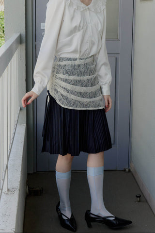 drawstring lace pleats skirt