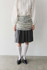 drawstring lace pleats skirt