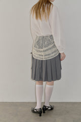 drawstring lace pleats skirt