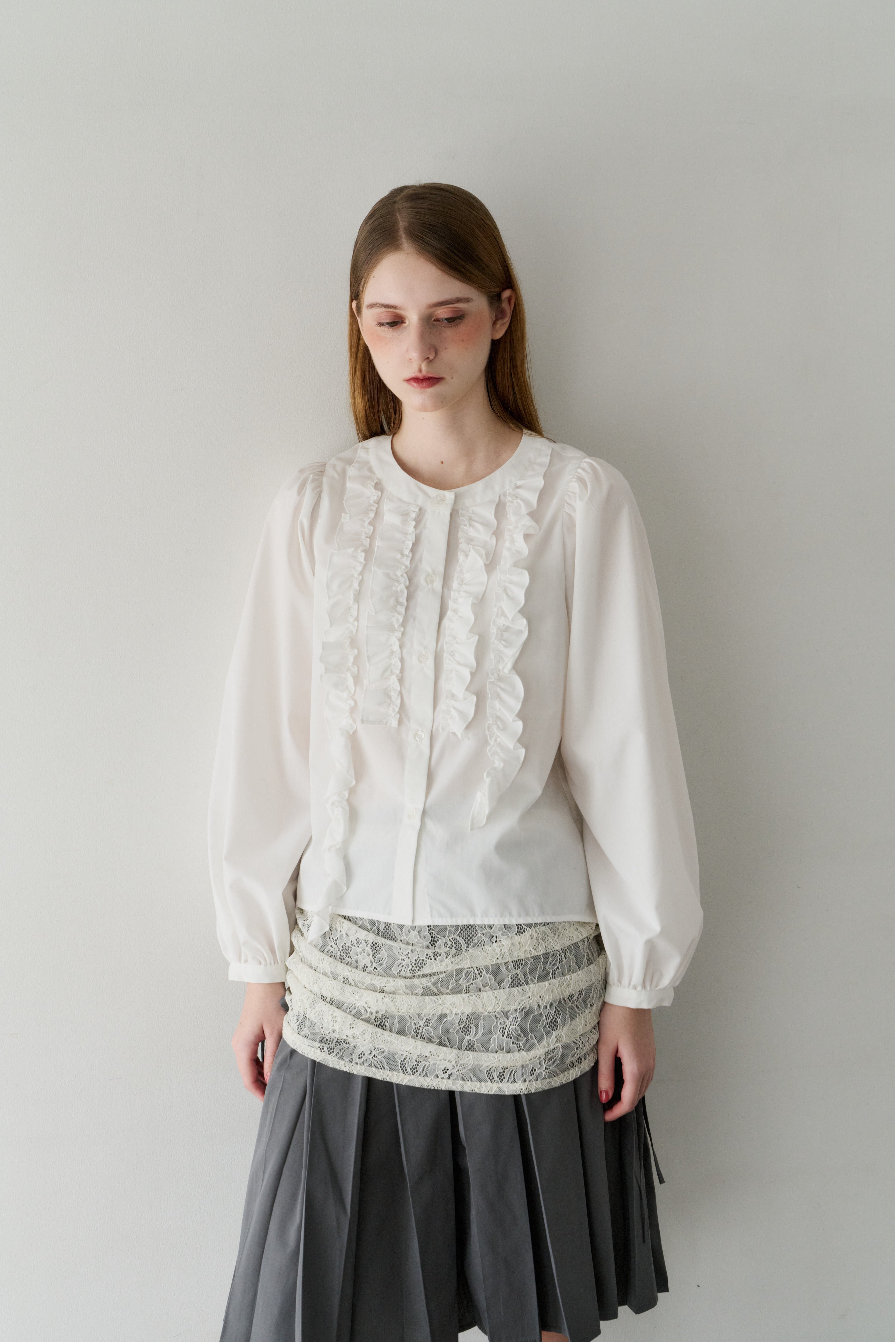 drawstring lace pleats skirt