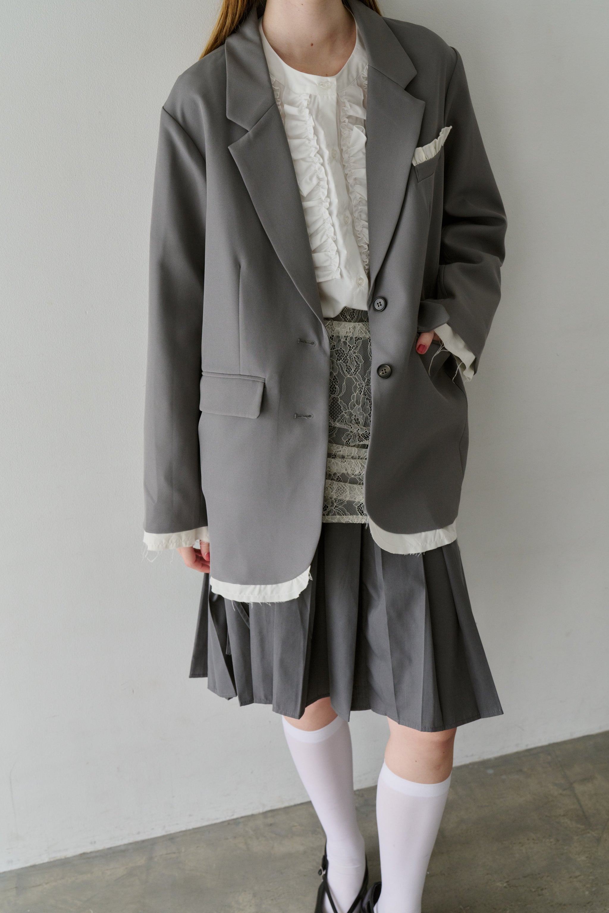 drawstring lace pleats skirt