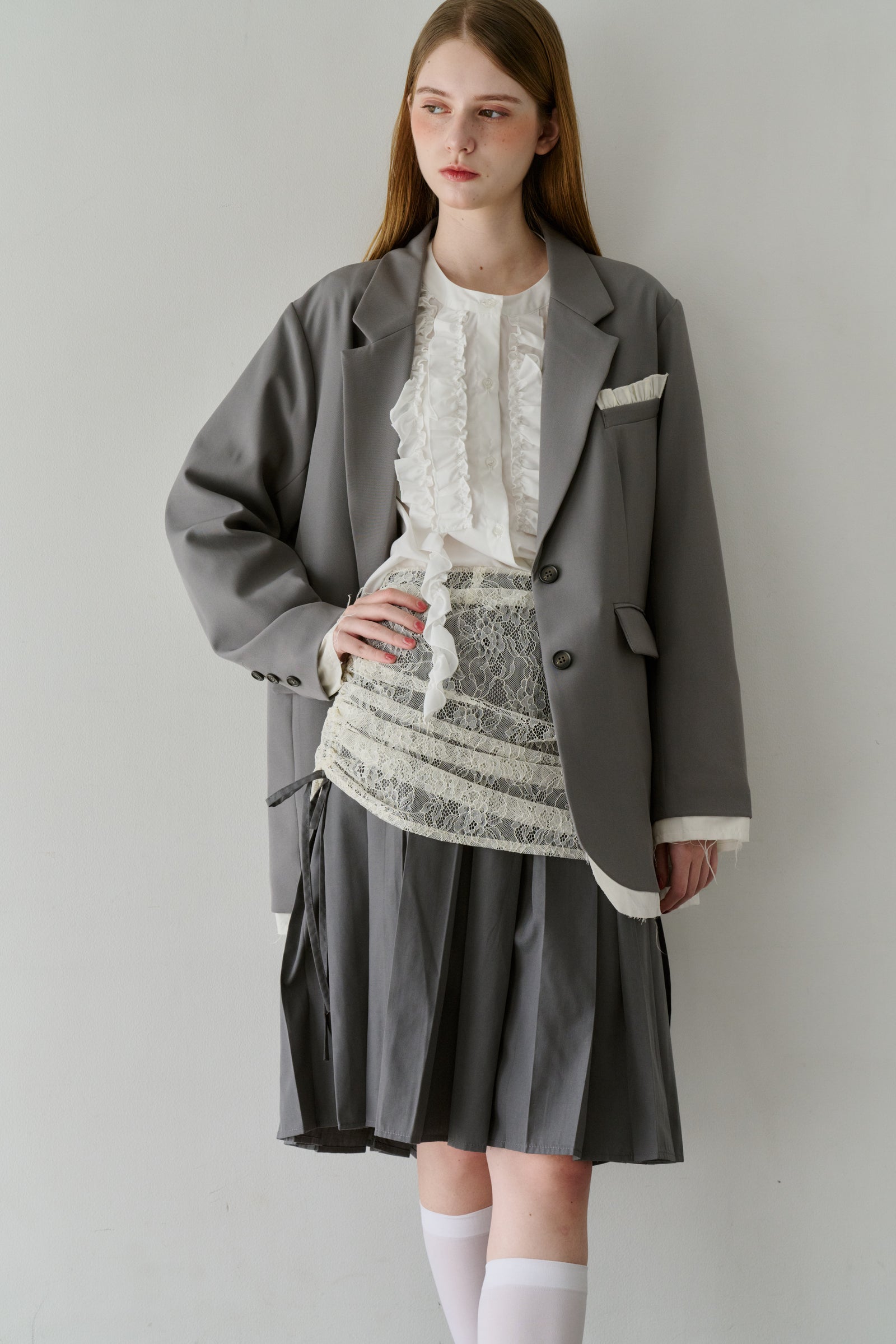 drawstring lace pleats skirt – idem