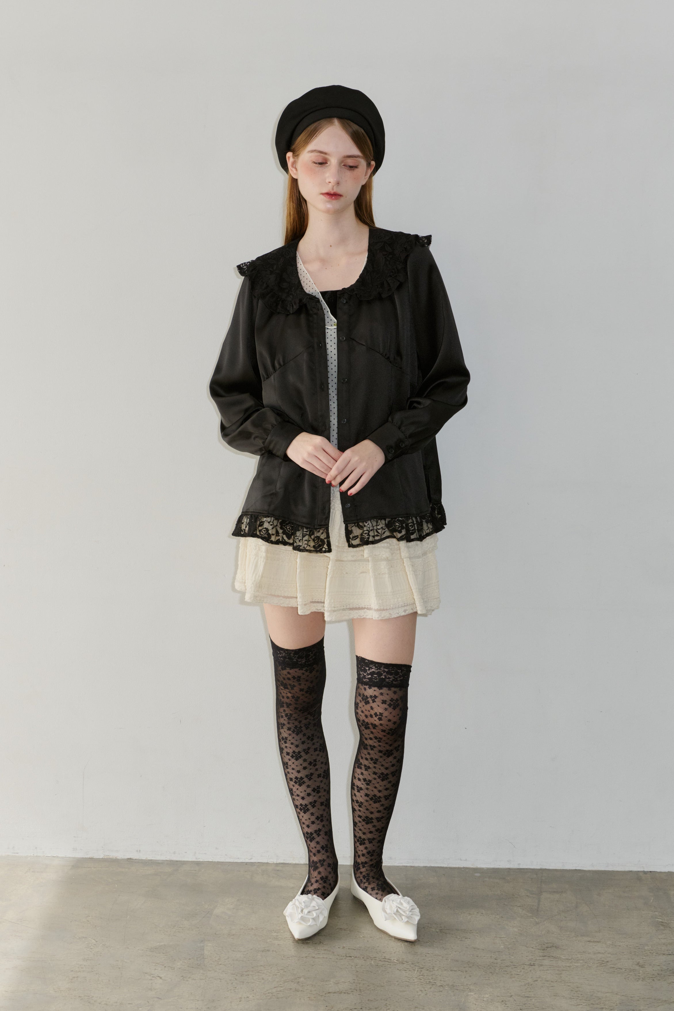 flower lace knee-highs