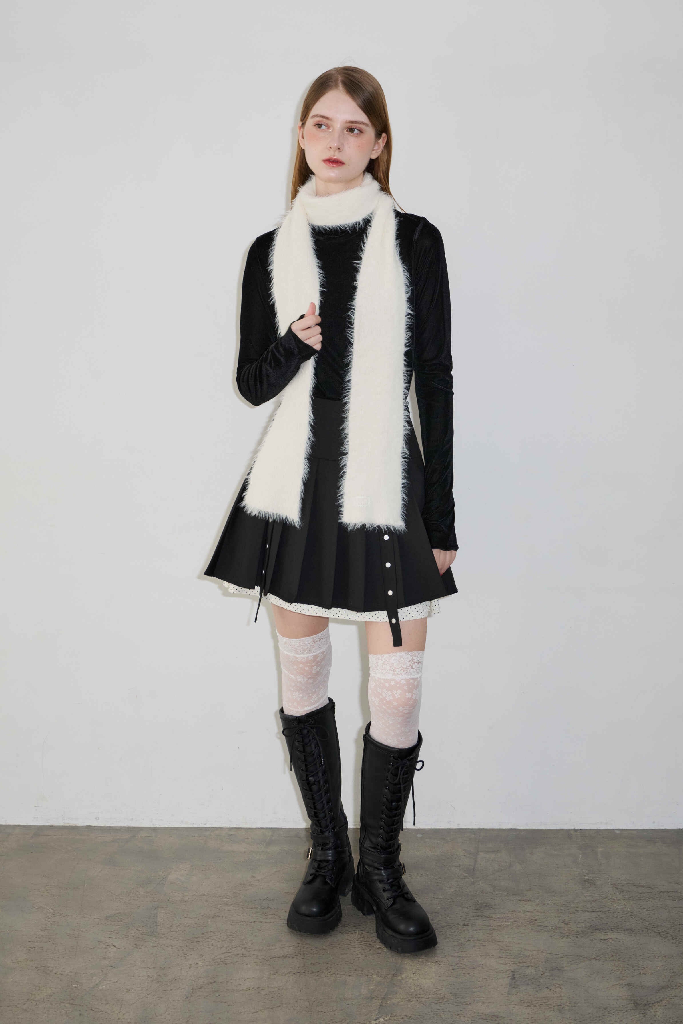 slim knit shaggy muffler