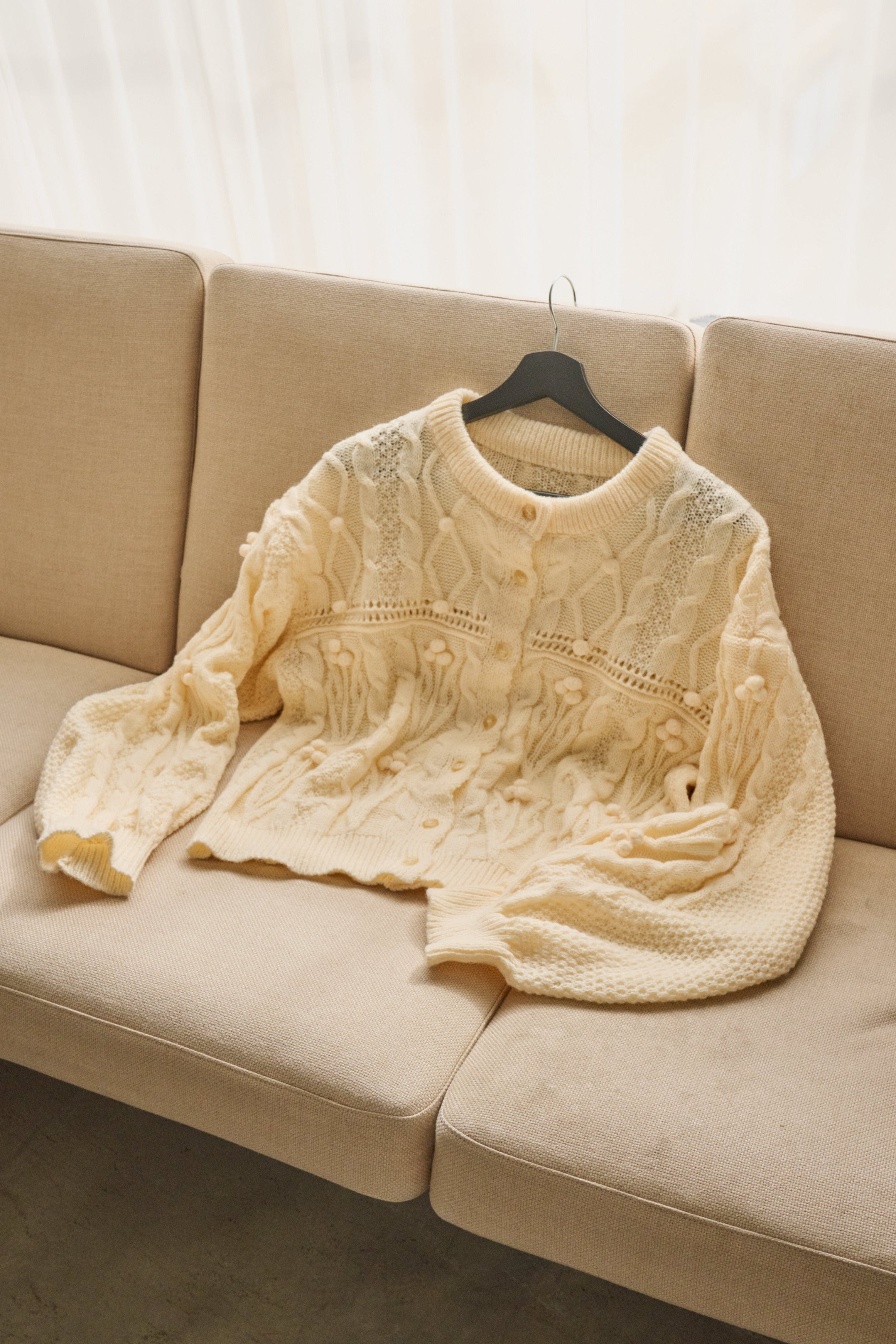 popcorn cable knit cardigan