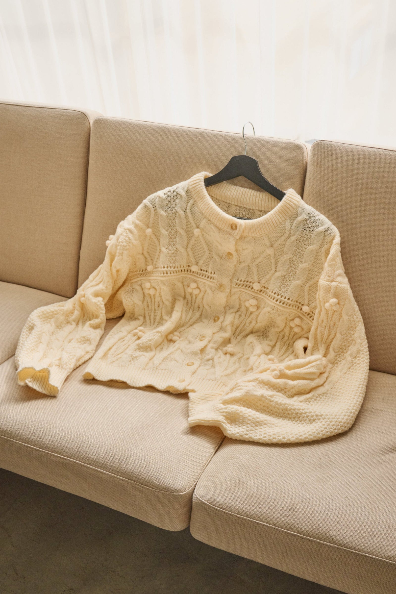 popcorn cable knit cardigan – idem