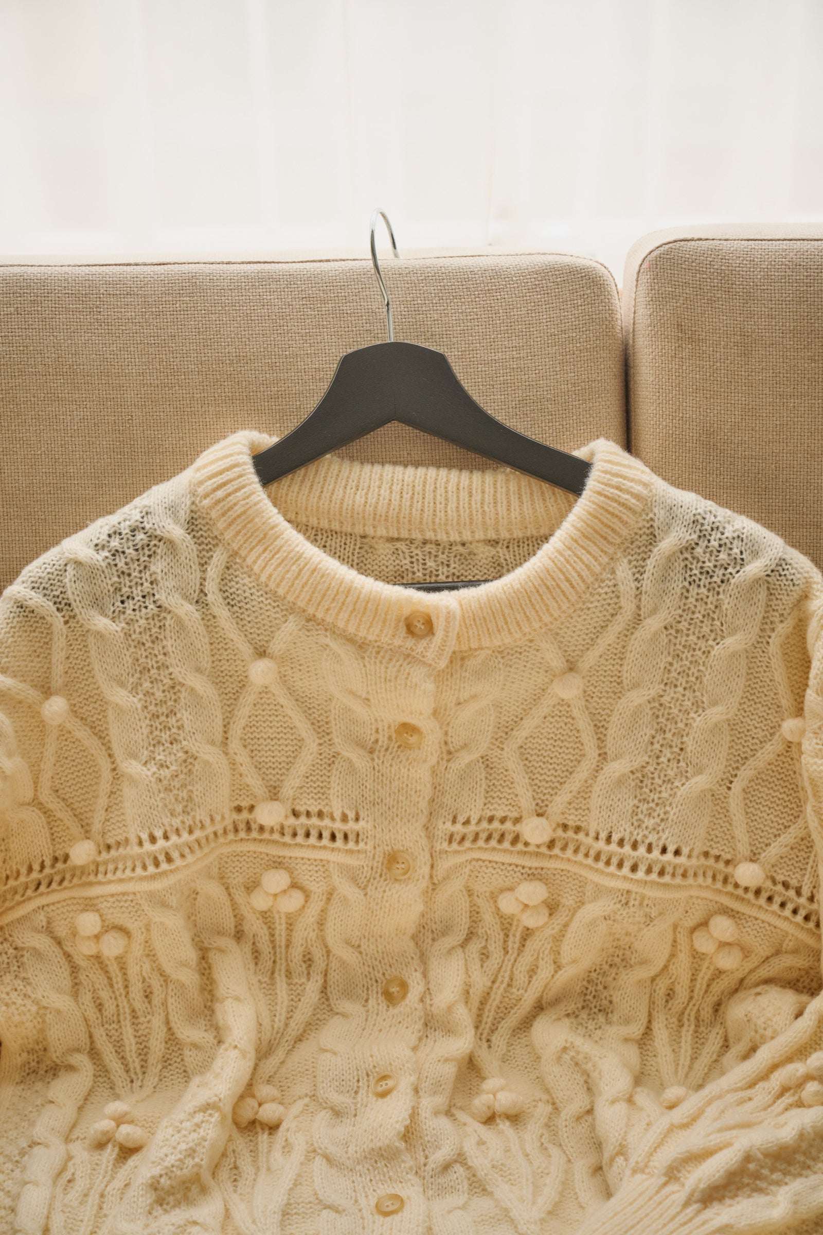 popcorn cable knit cardigan – idem