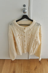 popcorn cable knit cardigan