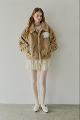 tulle brooch fur coat
