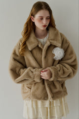 tulle brooch fur coat