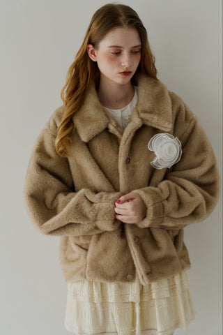 tulle brooch fur coat