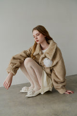 tulle brooch fur coat