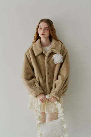 tulle brooch fur coat