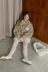 tulle brooch fur coat