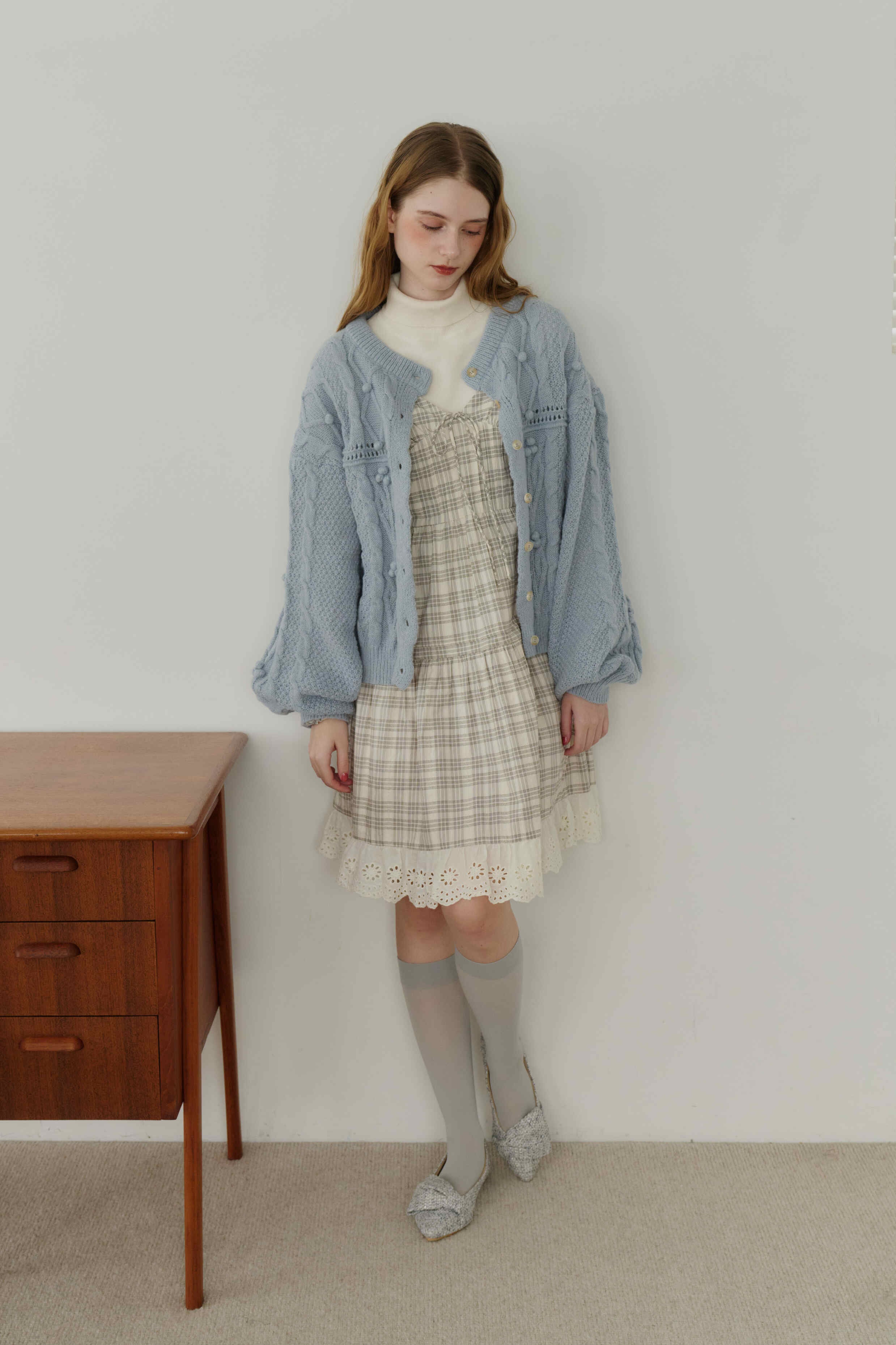 popcorn cable knit cardigan