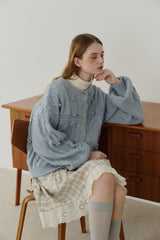 popcorn cable knit cardigan