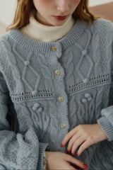 popcorn cable knit cardigan