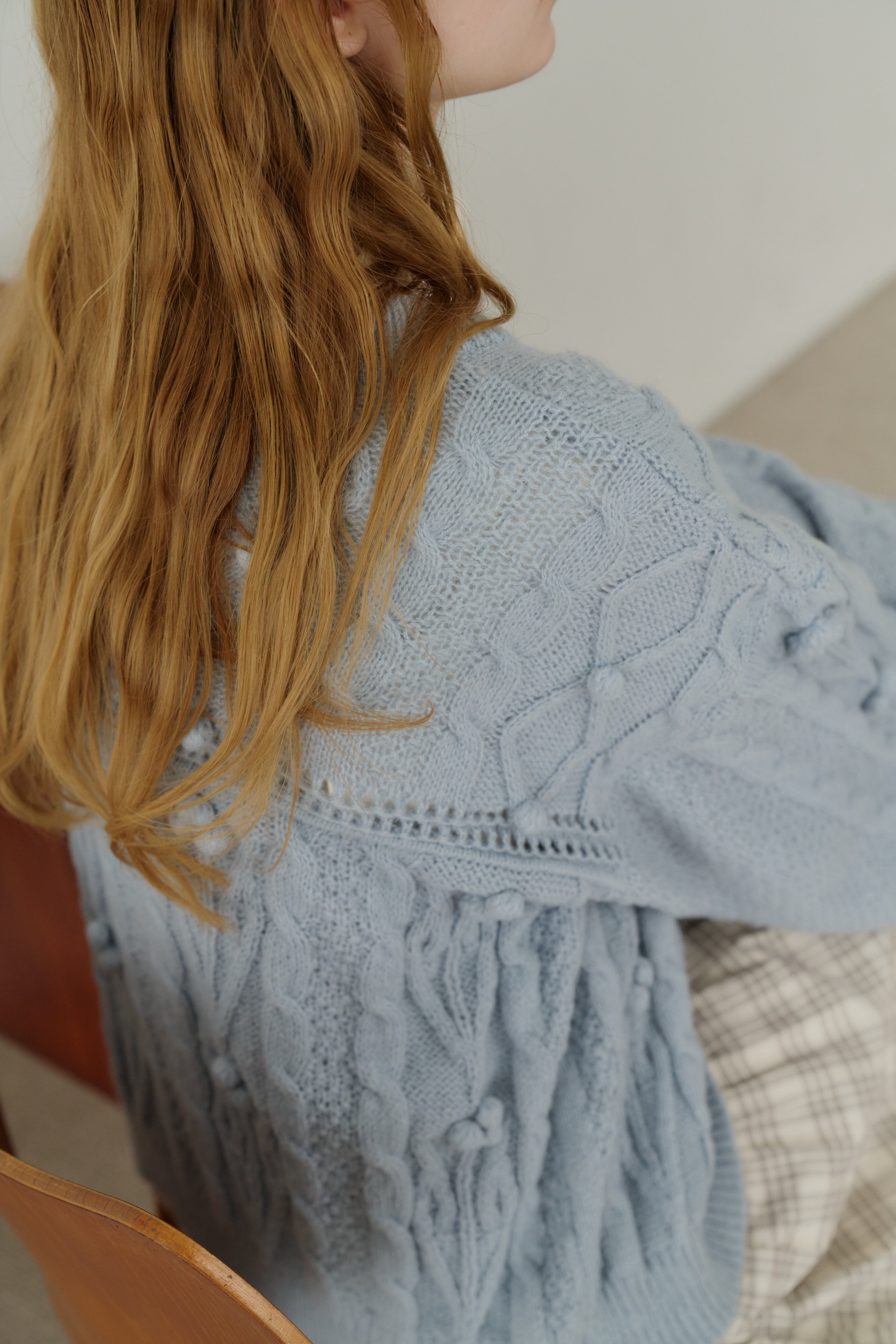 popcorn cable knit cardigan