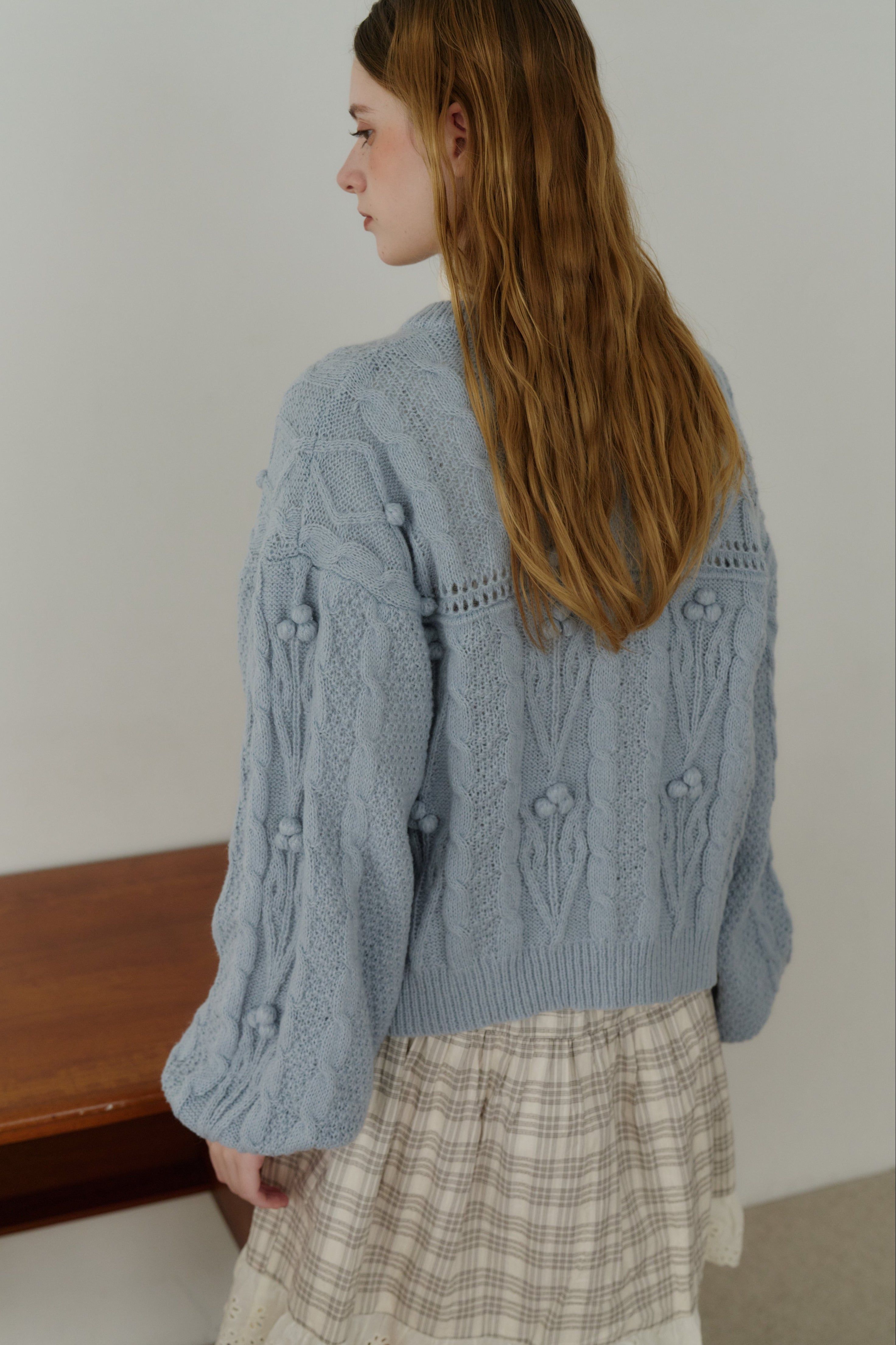 popcorn cable knit cardigan