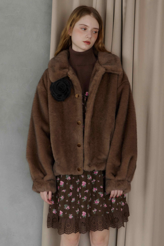 tulle brooch fur coat