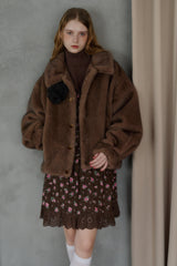 tulle brooch fur coat
