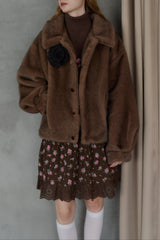 tulle brooch fur coat