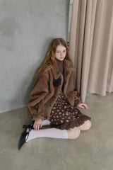 tulle brooch fur coat