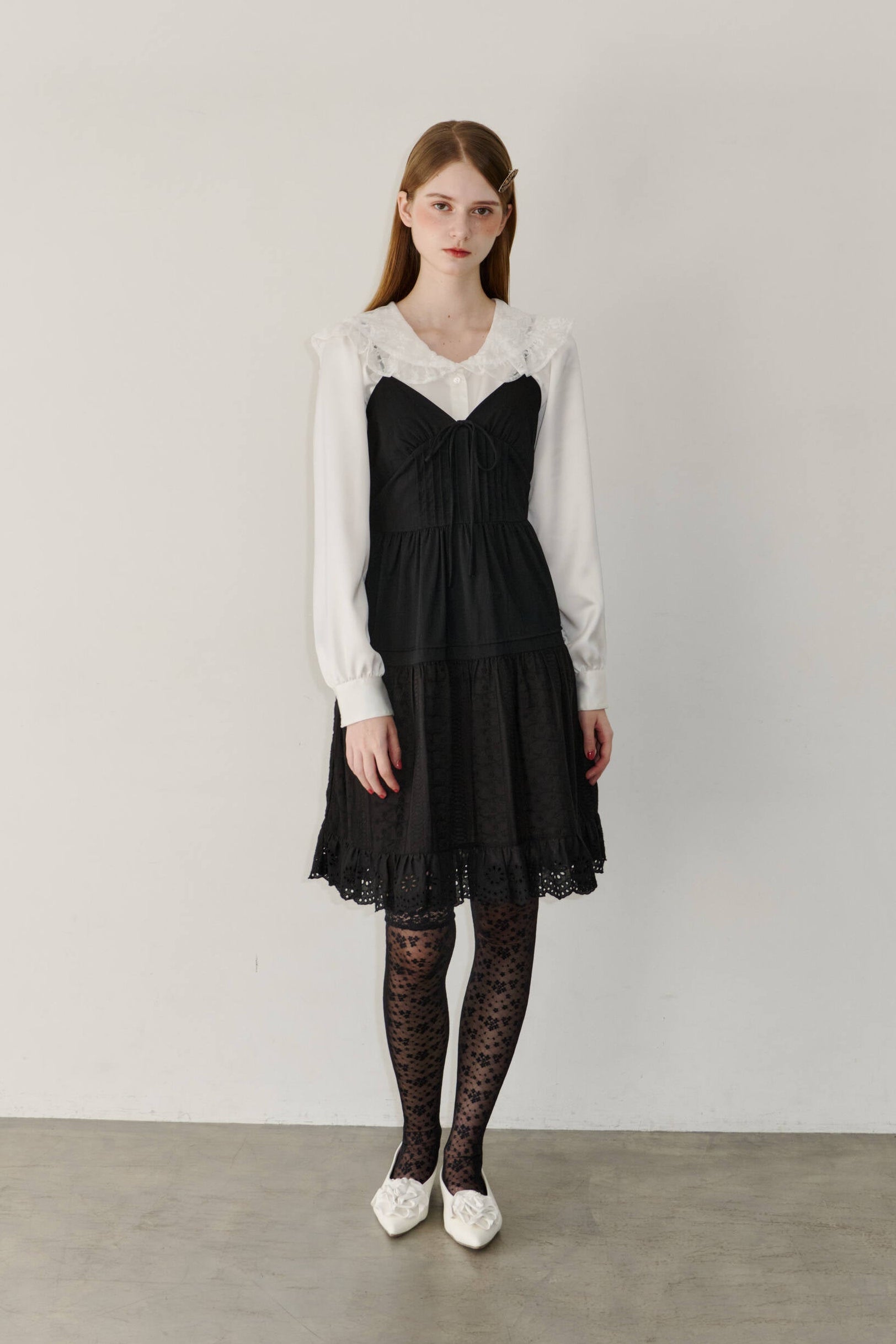 lace collar vintage satin blouse