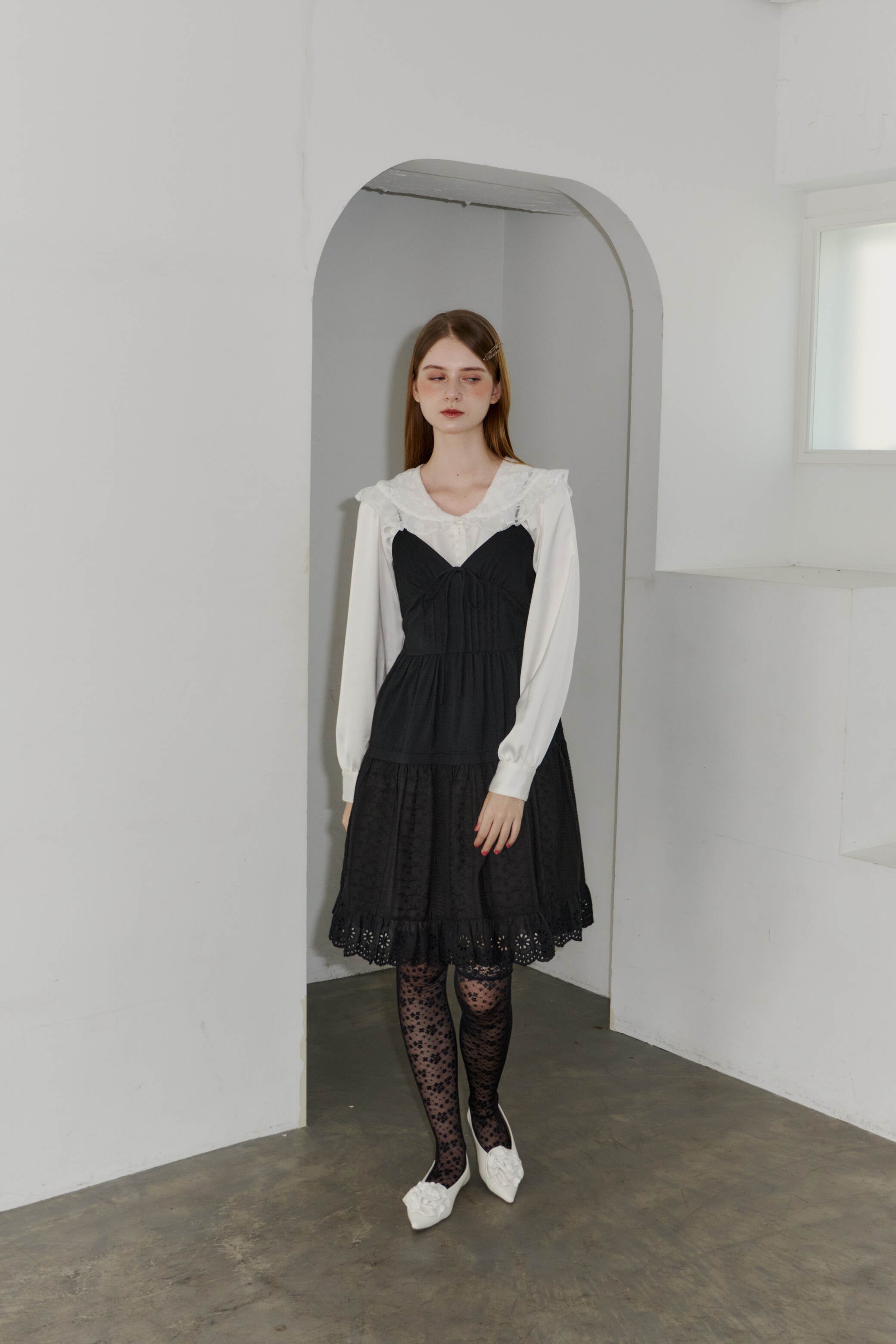 lace collar vintage satin blouse