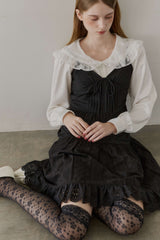 lace collar vintage satin blouse