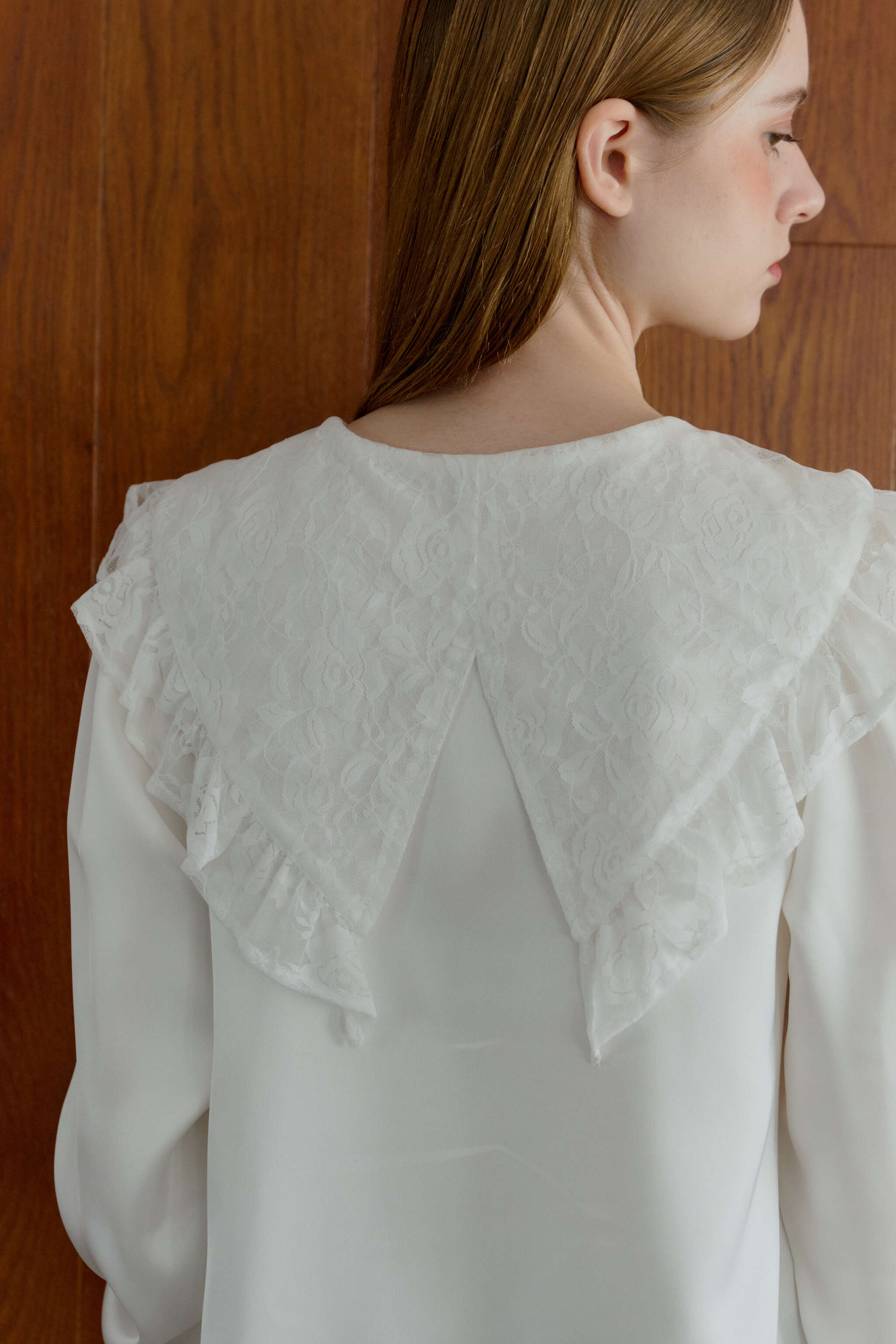 lace collar vintage satin blouse