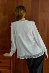 lace collar vintage satin blouse