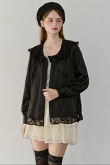 lace collar vintage satin blouse