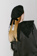 lace collar vintage satin blouse