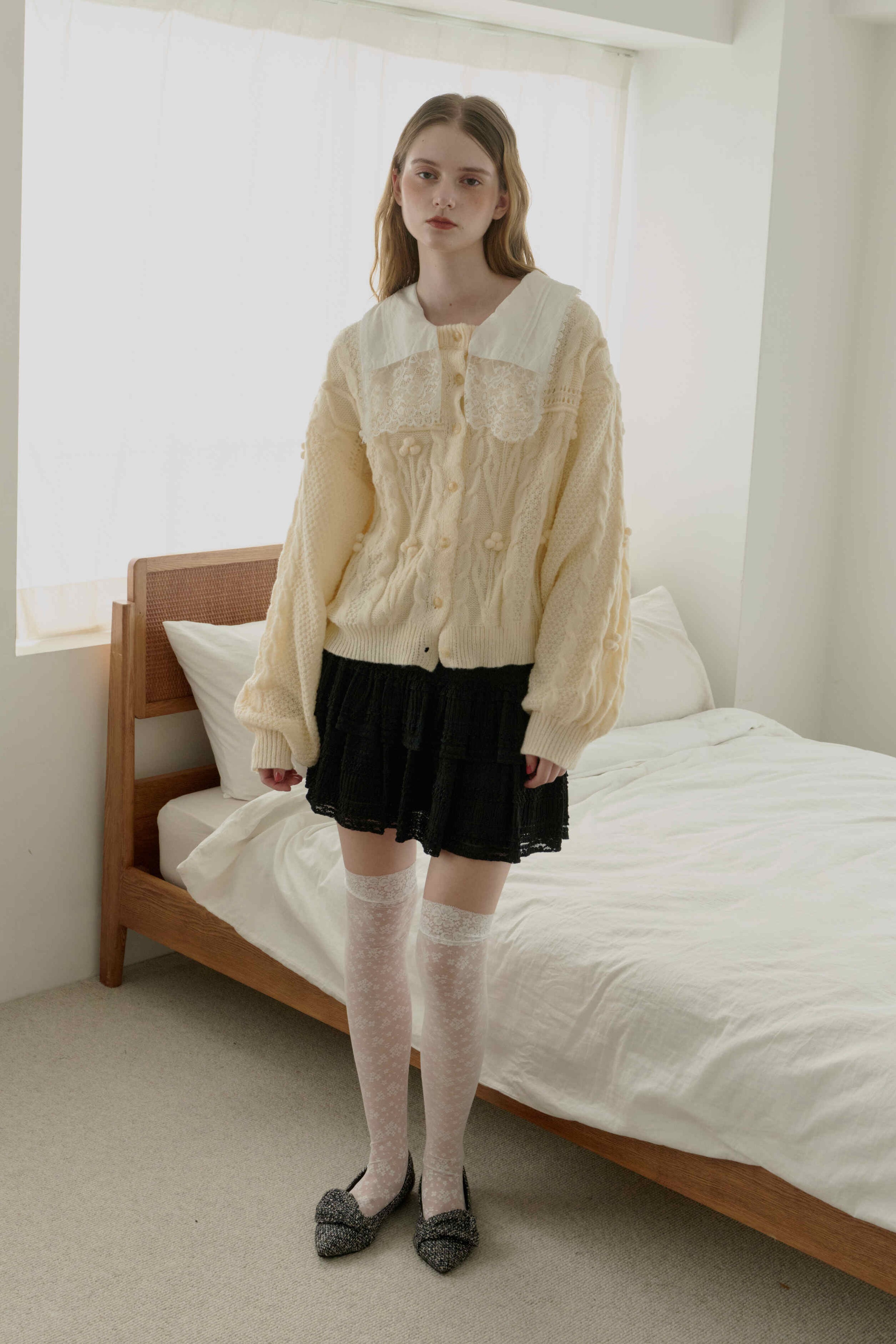 popcorn cable knit cardigan