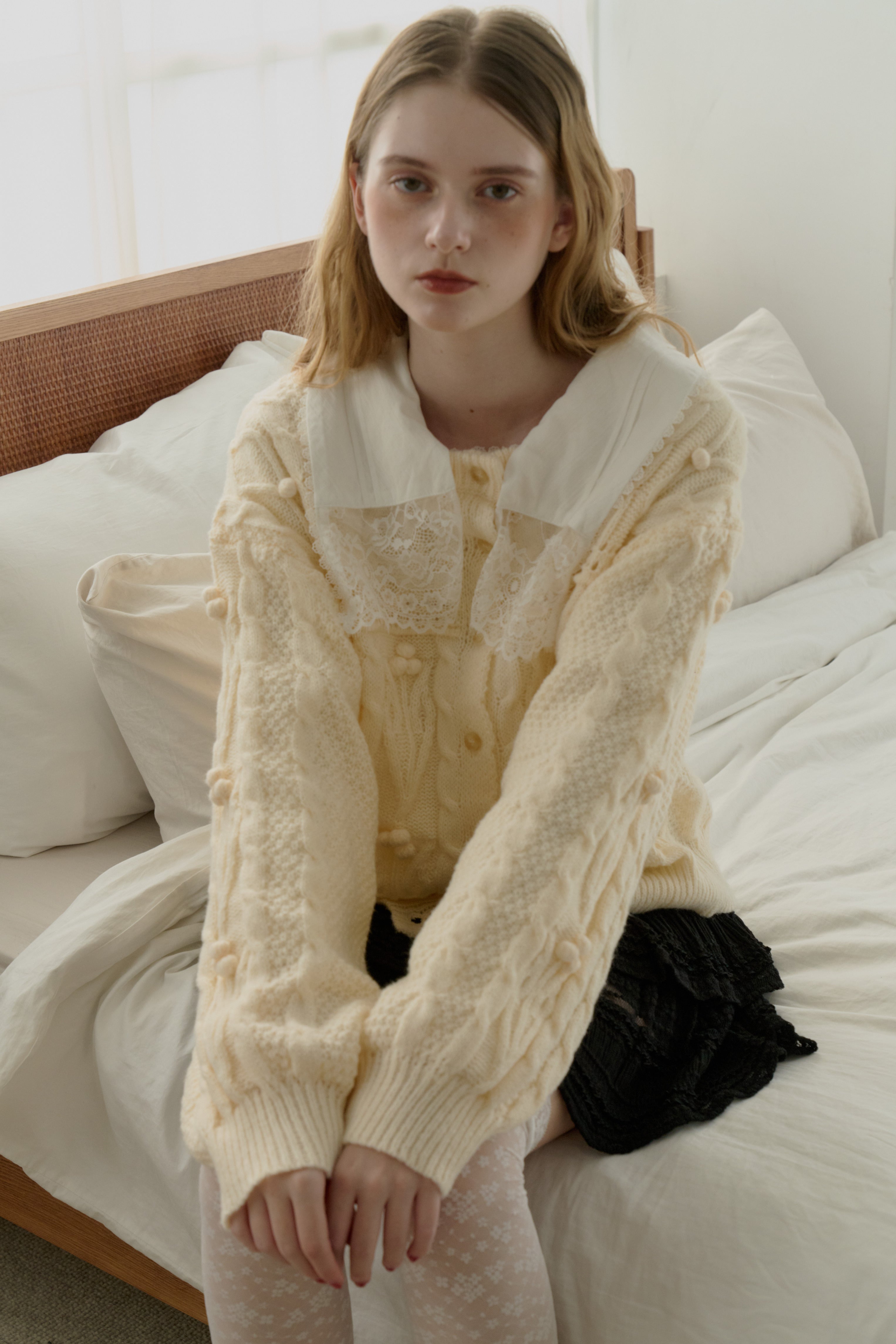 popcorn cable knit cardigan