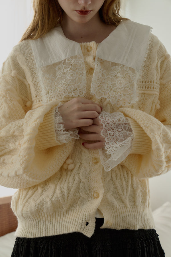 popcorn cable knit cardigan